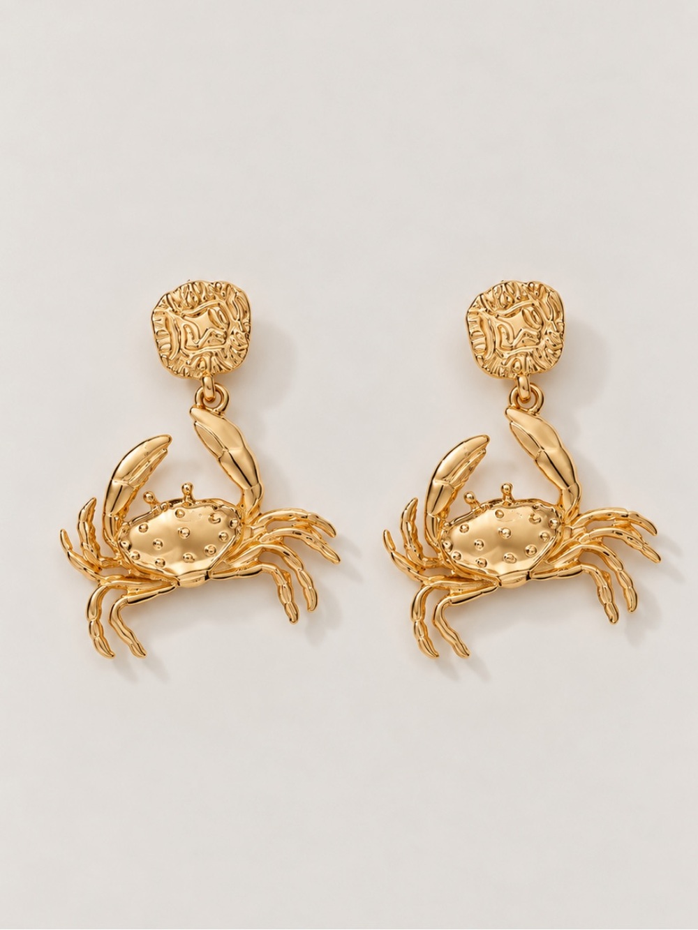 New! Gold Crab Coastal Drop Earrings NWOT
